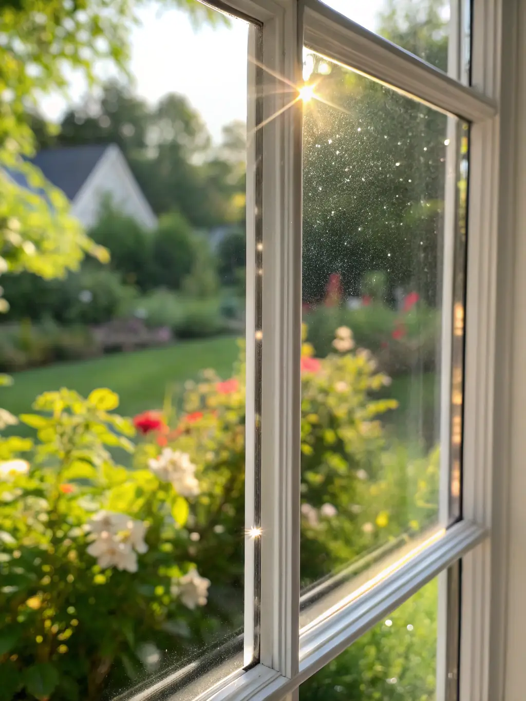 A close-up shot of a sparkling clean window after a standard window cleaning service, showcasing the clarity and streak-free finish achieved by BrightWay.